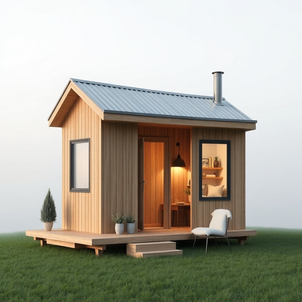 Bir tiny house'un yanında